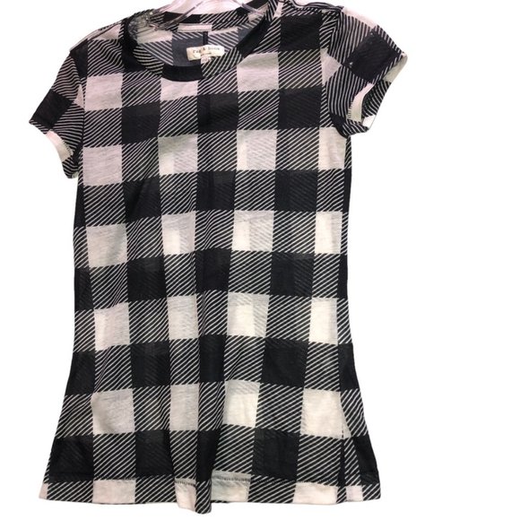 rag & bone black white buffalo check t-shirt top XXS - Picture 3 of 4